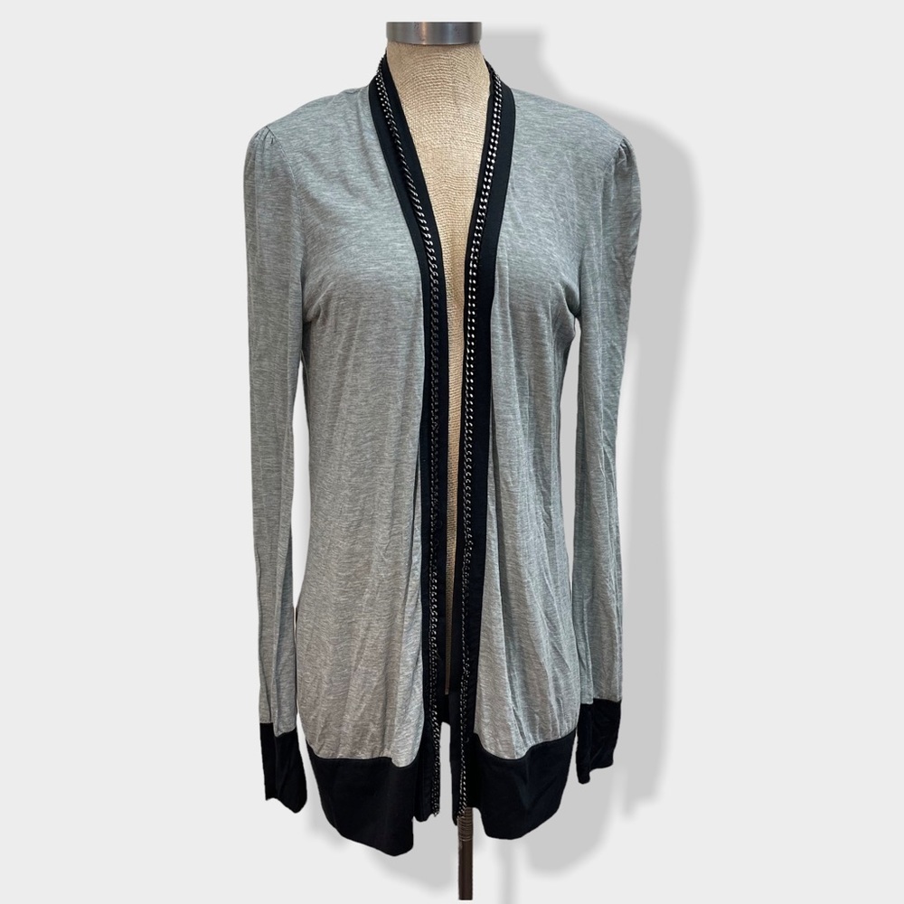 ERIN kleinberg grey cardigan with‎ chain trim